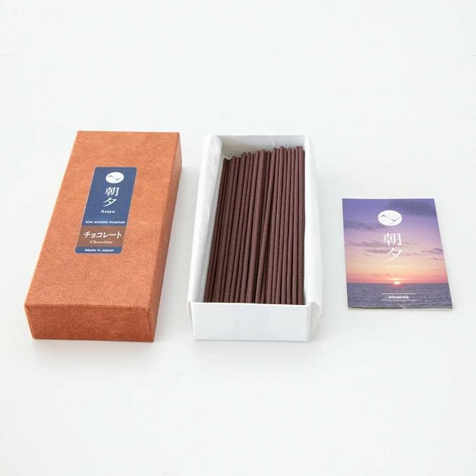 Asayu Japan Incense Sticks with Low Smoke for Morning or Evening Meditation, Relax or Yoga, Made in Japan 40gr - Chocolate-Scent