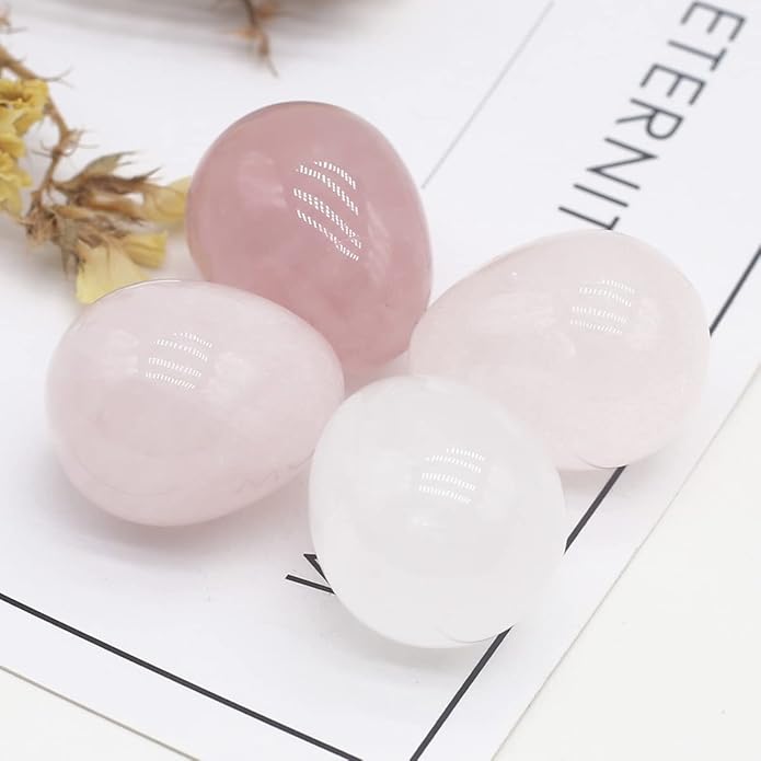 10PCS Egg Statue Natural Stone Decoracion Rose Quartz Amethyst Gemstones Mineral Yoga Healing Crystals Stone Ornament Room Decor