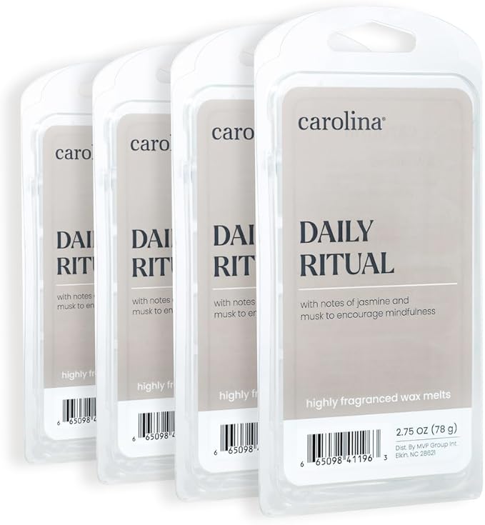 Carolina Daily Ritual Scented Wellness Wax Melts, Wax Melt Warmer Cubes, Long Lasting Scented Wax Warmer Cubes, 4 Pack, 6 Cubes Each - Made in The USA