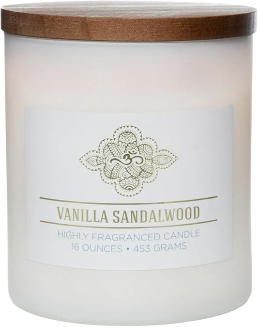Carolina Vanilla Sandalwood Scented Candle, 16 oz Wellness Relaxing Aromatherapy Candle, 2 Wick White Jar Soy Blend Wax, Candles for Home, 60H Burn - Made in The USA