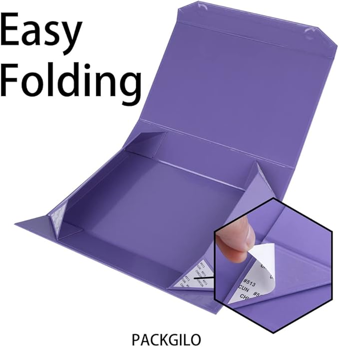 5 Pack Purple Gift Boxes with Lids Small 12 x 8 x 2.7 Inches Clothes Gift Boxes for Presents Shirt Gift Boxes with Ribbon Magnetic Gift Boxes Bulk Cute Box for Packaging (Glossy Surface)