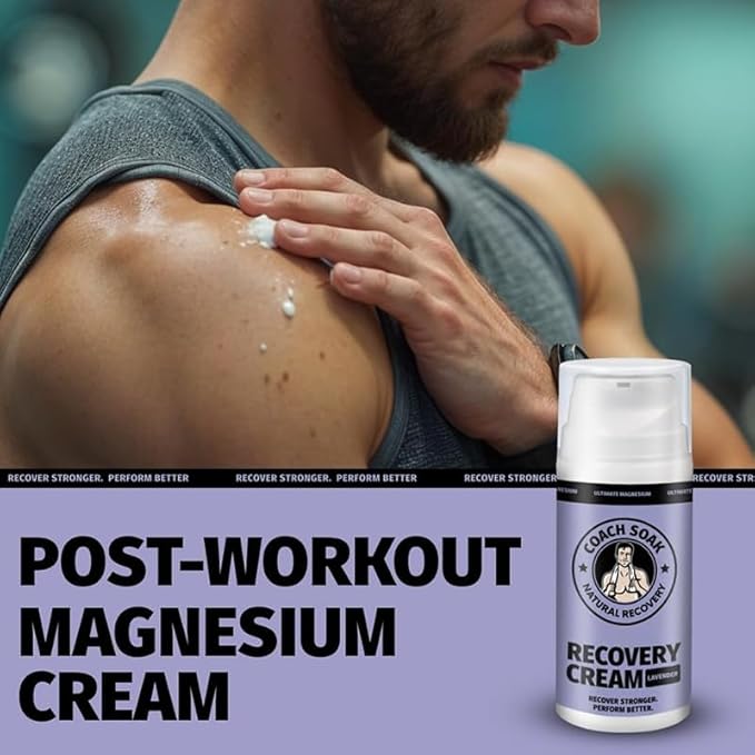 Coach Soak Topical Magnesium Lotion with MSM - Natural Recovery Cream with Magnesium Chloride, Vitamin C & Menthol, Rapid Absorption & Relaxation for Sore Muscles, Lavender (3 Pack, Total 10oz)