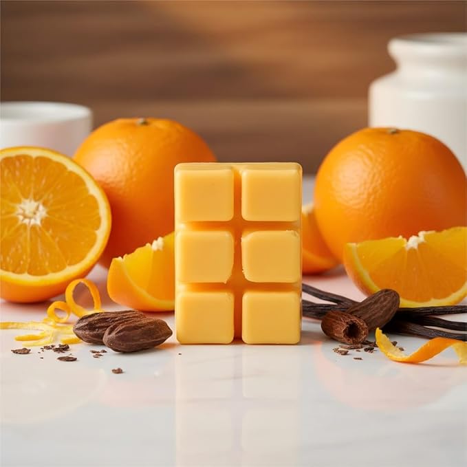 DEVI Scented Wax Melts, Natural Soy Wax Cubes Strong Scent -Citrus & Tonka Bean - Long Lasting Scented Melts for Warmer, 4 Pack(24-Cubes)
