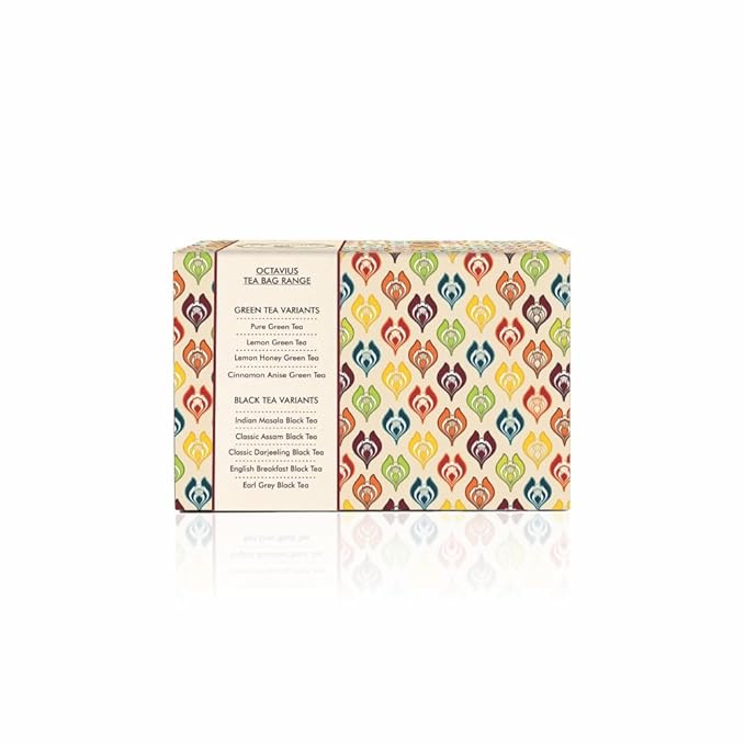 Octavius | Tea Sampler Pack | Assortment of Green Teas | Cinnamon Anise Green Tea | 50 Enveloped Double Chamber Tea Bags | Tea Sampler Variety Pack | Perfect for Tea Lovers | Pack of 1