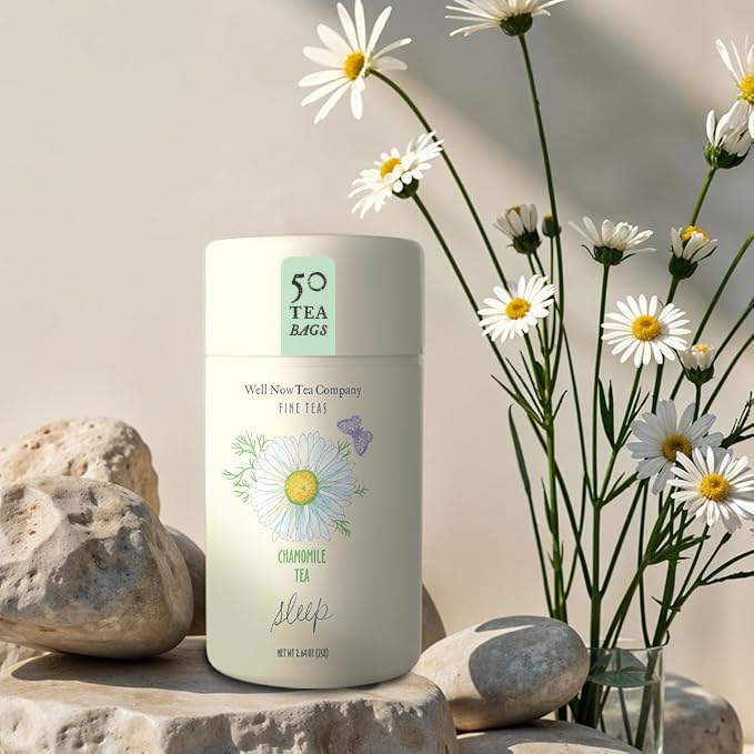 Life Plus Style Gourmet Well Now Tea Company Organic Chamomile Herbal Tea Natural Fine Teas Bedtime Sleep Tea Bags Rich Herbal Non-GMO Caffeine Free Relaxing Immunity Tea For Women 50 Tea Bags Pack of 1