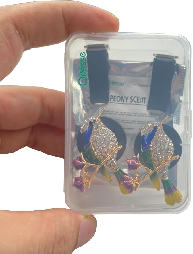 Hummingbird Air Vent Clips Car Fresheners,2pcs Bling Cute Bird Diffuser for Car Decor,Blue Accessories for Women