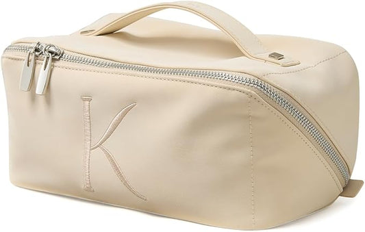 EACHY Travel Makeup Bag,Large Capacity Cosmetic Bags for Women,Waterproof Portable Pouch Open Flat Toiletry Bag Pattern Makeup Bag