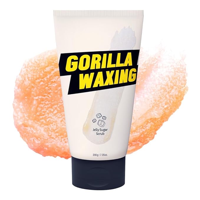 Gorilla Waxing Jelly Sugar Scrub – Exfoliating & Moisturizing Body Polish with Natural Ingredients, Dual Sugar Crystals for Smooth Skin, Prevents Ingrown Hair & Razor Bumps, Korean Skin Care - 7.05 oz