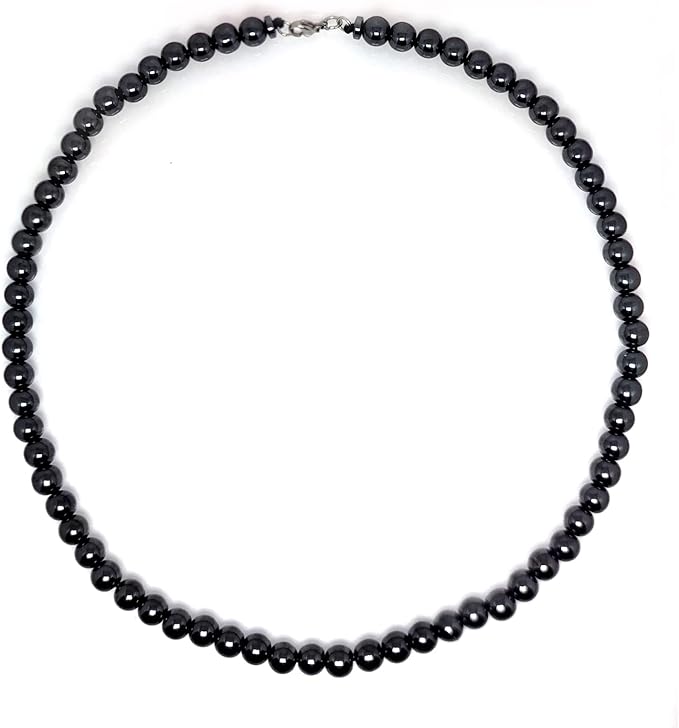 Hematite Magnetic Therapy Necklace - Black Obsidian, Natural Pain Relief, Lymphatic Drainage, Blood Circulation Healing Magnets for Women & Men