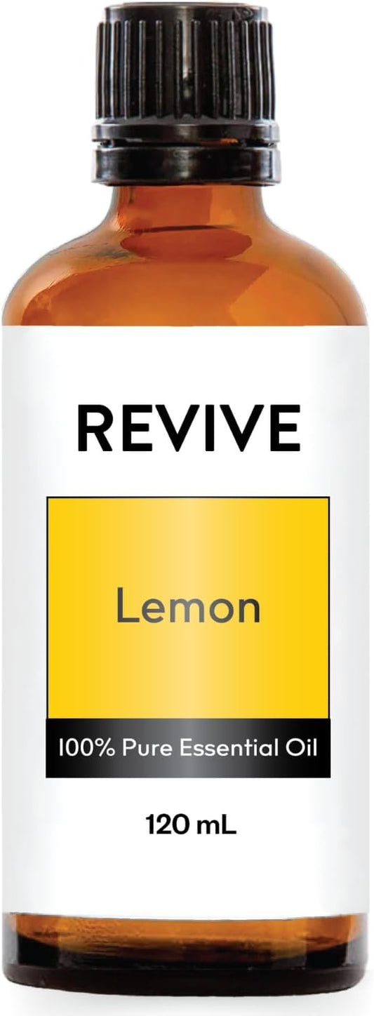 Lemon Essential Oil 120mL by Revive Essential Oils - 100% Pure Therapeutic Grade, for Diffuser, Humidifier, Massage, Aromatherapy, Skin & Hair Care