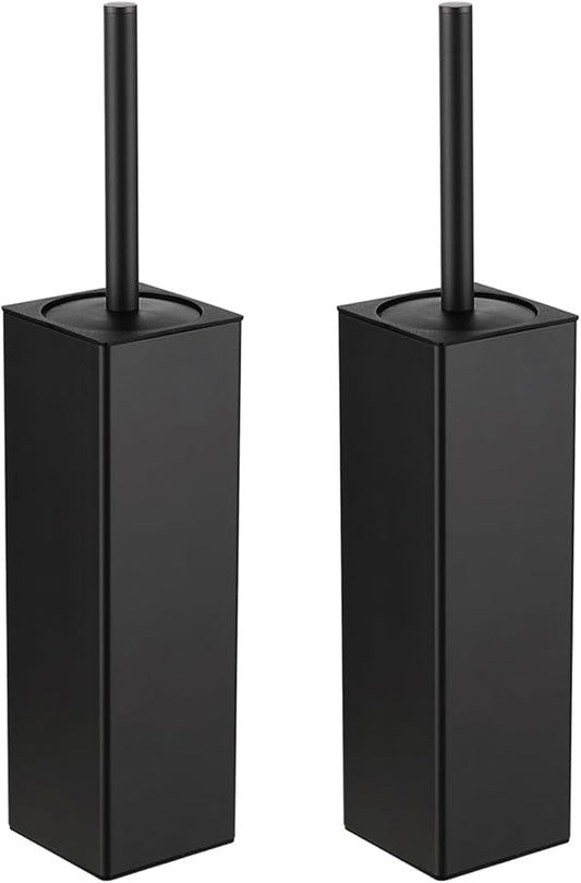 BGL Toilet Brush and Holder Set 2 Packs Aluminium Free Standing, Bathroom Storage and Organization Toilet Bowl Cleaner Brush and Holder, Square Design Sturdy and Space Saving