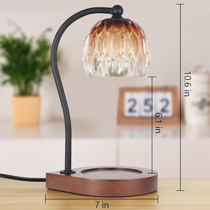 Candle Warmer Lamp, Electric Candle Warmer Birthday Gifts for Women Mom, Candle Lamp Warmer with Timer for Home Decor Housewarming Christmas (Black-Brown)