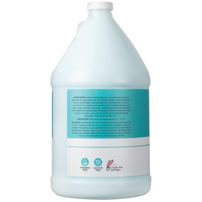 Ginger Lily Farms Club & Fitness Soothing Butter Lotion for Dry Skin, 100% Vegan & Cruelty-Free, Ocean Breeze Scent, 1 Gallon (128 fl oz) Refill