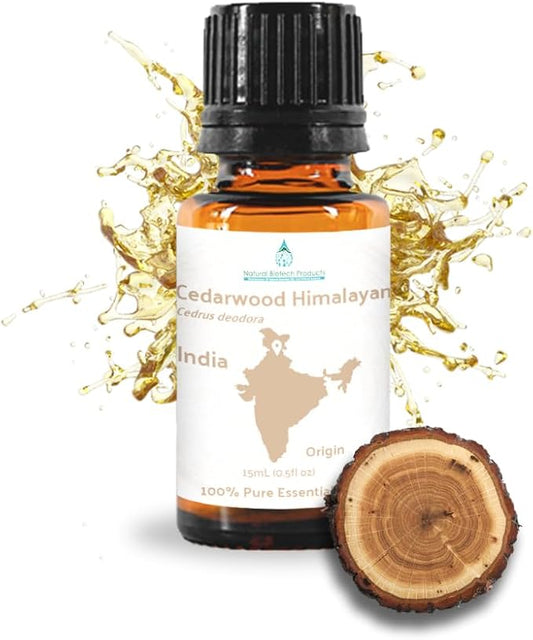 Cedarwood Himalayan Essential Oil - 100% Pure Steam Distilled Natural Cedarwood Himalayan Oil (Aceite de Cedro) from Natural Biotech NBT India for Aromatherapy & DIY Projects - 15ml