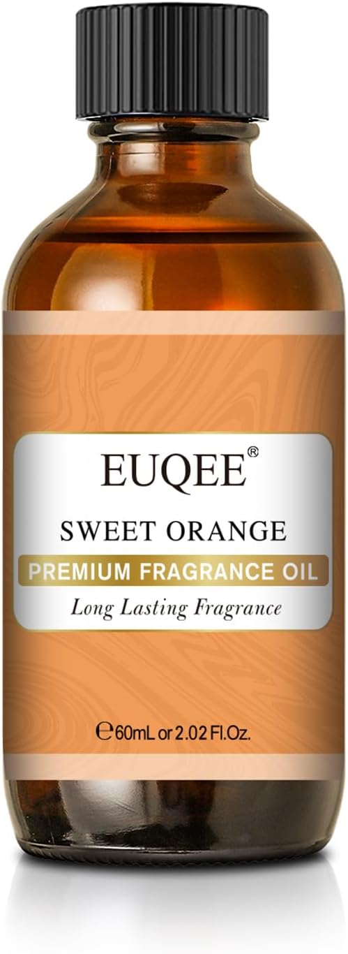 EUQEE Sweet Orange Fragrance Oil 60ml with Glass Dropper, Essential Oils for Diffusers, Candle & Soap Making, Home Scents, Bath Bombs (2.02 Fl oz)