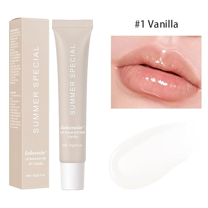 Lip Butter Balm for Hydration Shine, Mini Neutrals Lip Butter Balm Set Lip Care Prouct, Moisturizing Tinted Lip Balm Gloss Hydrating Oil for Women (#Vanilla)