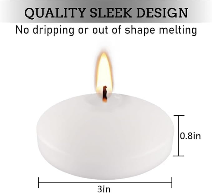 24-Pack 3-Inch Floating Candles – Elegant, Smokeless & Dripless for Weddings, Parties & Home Decor
