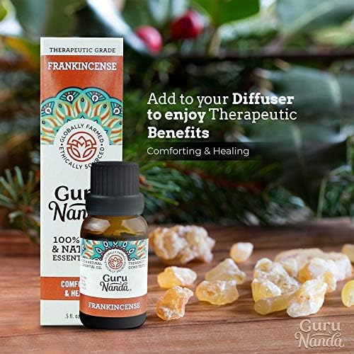 GuruNanda Frankincense Essential Oil, 100% Pure, Natural and Undiluted Diffuser Oil for Aromatherapy, Massages & DIY Recipies, Promotes Comfort & Supports Radiant-looking Skin (0.5 fl Oz)