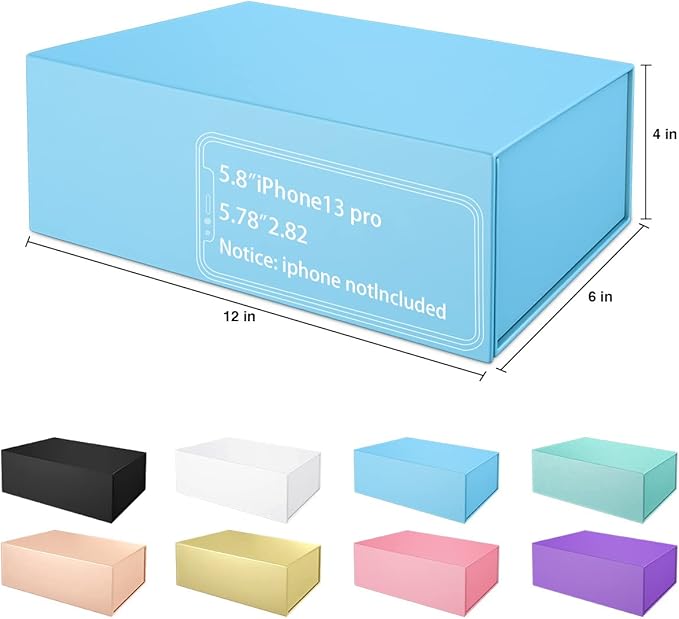 Gift Boxe 12" x 6" x 4" with Magnetic Closure Lid Gift Boxes for Presents,Bridesmaid Gifts Box,Cute Box,Birthday Gift box,Luxury for Gift Packaging, Magnetic Gift Box for Wrapping Gifts (Blue/5PCS)