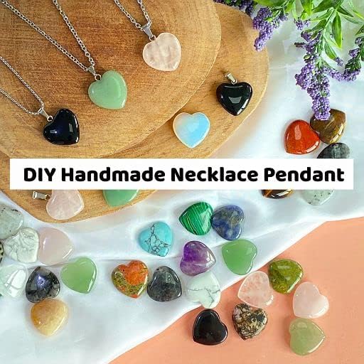 YATOJUZI 30PCS Heart Crystals Stones Bulk Wholesale Crystal Gemstones Assorted Mix-Color Set Love Polished Pocket Palm Thumb Gem Reiki Energy Balancing for Meditation Divination DIY Gifts for Women