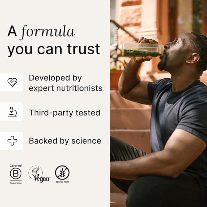 Huel Daily Greens Peach Passionfruit | Superfood Greens Powder | 91 Vitamins, Minerals, and Wholefood-Sourced Ingredients | Adaptogens, Antioxidants, Gut-Friendly Probiotics | 30 Servings