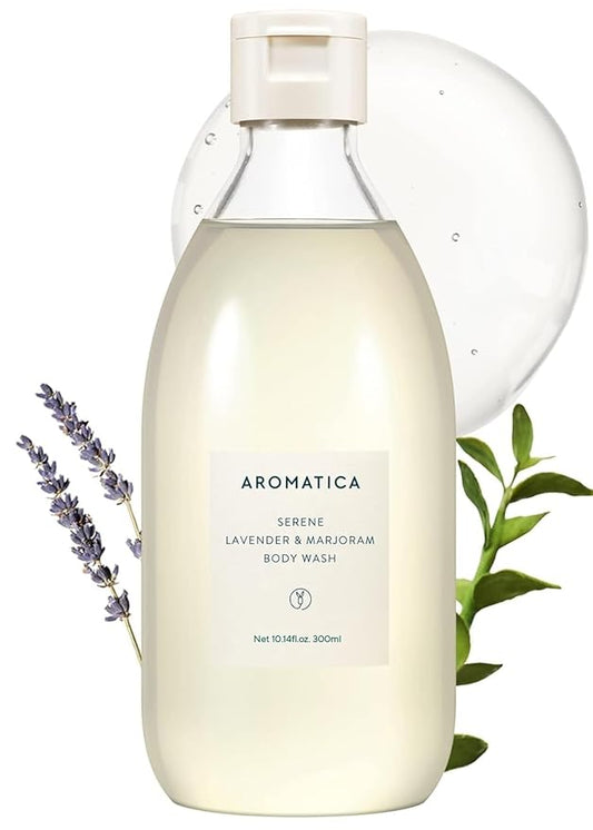 AROMATICA Serene Body Wash Lavender & Marjoram 10.14oz / 300ml, Vegan, Daily In-Shower Wash Blended w/Naturally Derived Scents
