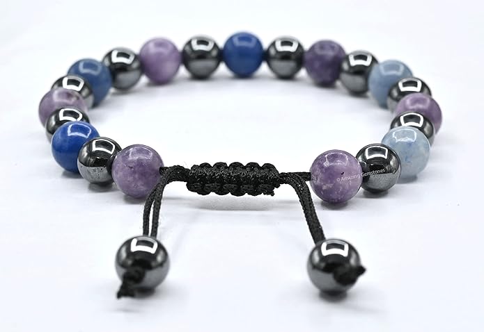 Natural Healing Crystal Bracelet for Women - Mens Bracelet Energy Balancing Gemstones Set - Adjustable Stone Bead Bracelet for Men and Women - Chakra Crystal Therapy Accessory, Meditation