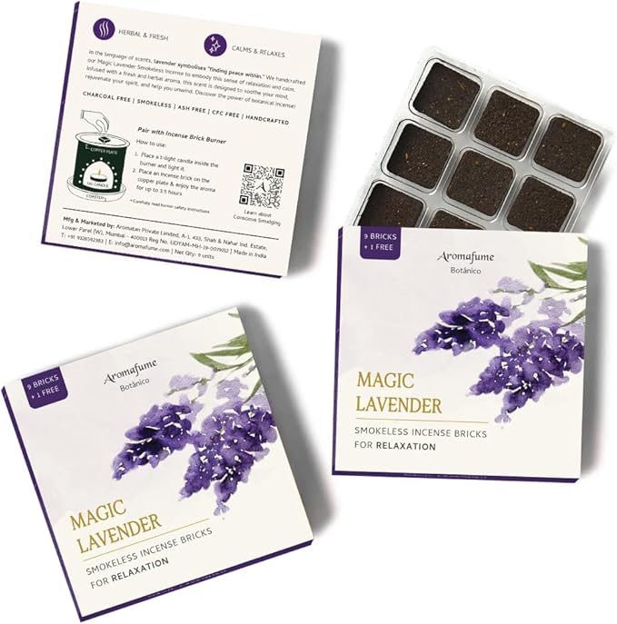 Magic Lavender Incense Bricks Refill Pack (3 x 9 Bricks) by Aromafume | Made with Pure Lavender | Ideal for Meditation, Relaxation, or Yoga | Natural, Low Smoke, Nontoxic Incense Bricks