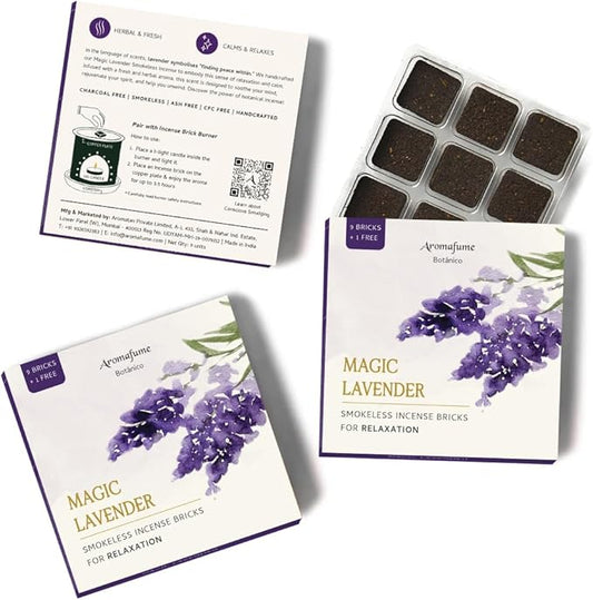Magic Lavender Incense Bricks Refill Pack (3 x 9 Bricks) by Aromafume | Made with Pure Lavender | Ideal for Meditation, Relaxation, or Yoga | Natural, Low Smoke, Nontoxic Incense Bricks