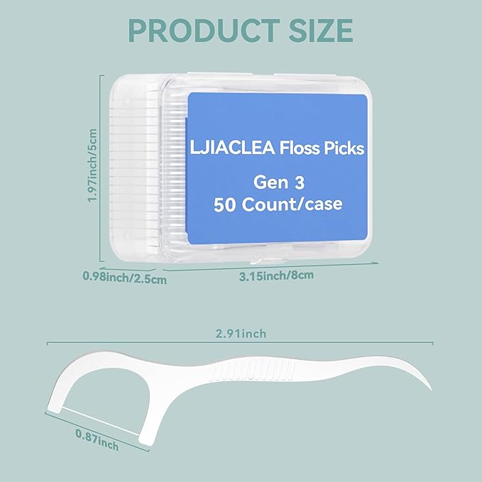 Dental Floss Picks with Built-in Toothpicks 300 Count White Non-Breakable Flossers Bulk 6 Travel Cases Family Pack for Deep Cleaning Plaque Removal and Gingiva Protection Gen 3