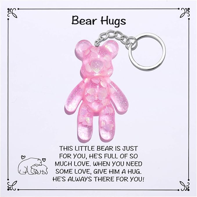 Pocket Bear Hug, Anxiety Relief Gifts for Women Men, Mental Health Positivity Gifts for Anxious Friend, Thinking of You Gift, Comforting Gift for Son Daughter Back to School, Pink