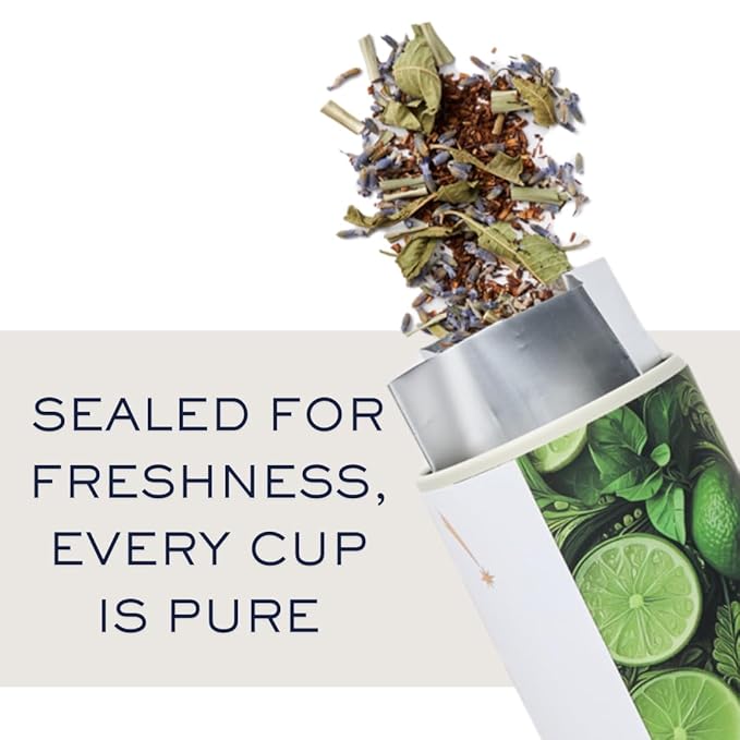 EZR Leaf Lemon Verbena Herbal Tea – Caffeine-Free Relaxing Blend with Lavender, Rooibos & Lemongrass, Soothing BedtimeTea Canister 1.76 Ounce