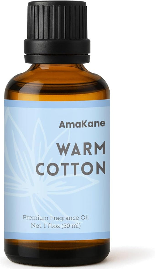 AmaKane Warm Cotton Fragrance Oil 30ml, Clean Essential Oil for Diffuser, Premium Scented Oil for Home, Long-Lasting Laundry Aromatherapy Oil for Candle, Soap & DIY Making