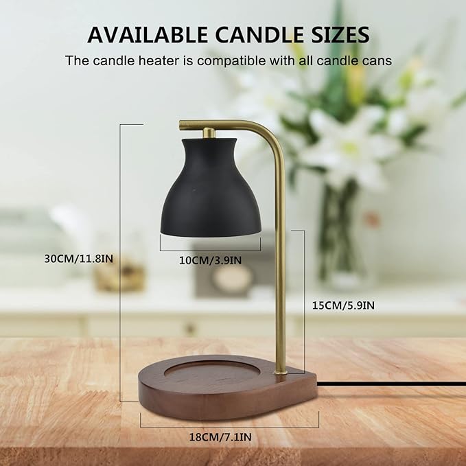 SOKCVSEA Candle Warmer Lamp - Candle Lamp Warmer with Dimmable, Birthday Gifts for Mom Women, House Warming Gifts New Home Decor, Wax Melt Warmer with 2 Bulbs C.Black Gold