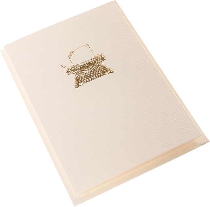 Graphique Typewriter Cards, Pack of 10 Cards with Envelopes, All Occasion Greetings, Blank Inside, Gold Foil Embossing, La Petite Press Collection Boxed Set, 3.25" x 4.75"