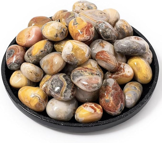 Crazy Lace Agate Healing Crystal Stone Set - 24 Pieces, 0.6" Natural & Polished Stones for Healing, Meditation, Reiki, Chakra, Crafting & Decoration