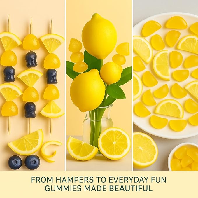 Confect Lemon Drop Burst Fruit Gummies – Vegan Candy – 6 Packs x 1.76 oz – Gluten-Free, No Corn Syrup, Semi-Circle Shape