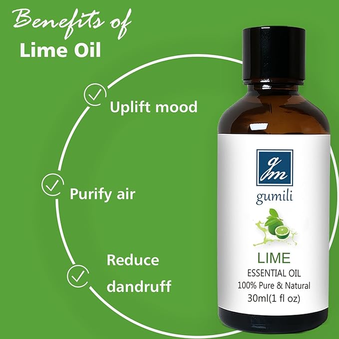 Lime Essential Oil 1 oz, 100% Pure & Undiluted Lime Oil for Diffuser, Skin & DIY, Natural Citrus Oils
