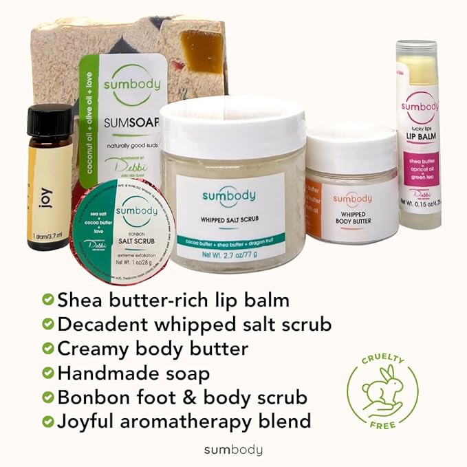 Sumbody Self Care Gifts 6pc Aromatherapy Body Care Set USA Made Women Men Teens Happy Birthday Box Spa Gift Basket Holiday Christmas Appreciation Vacation Essentials Bridal Shower Stocking Stuffer