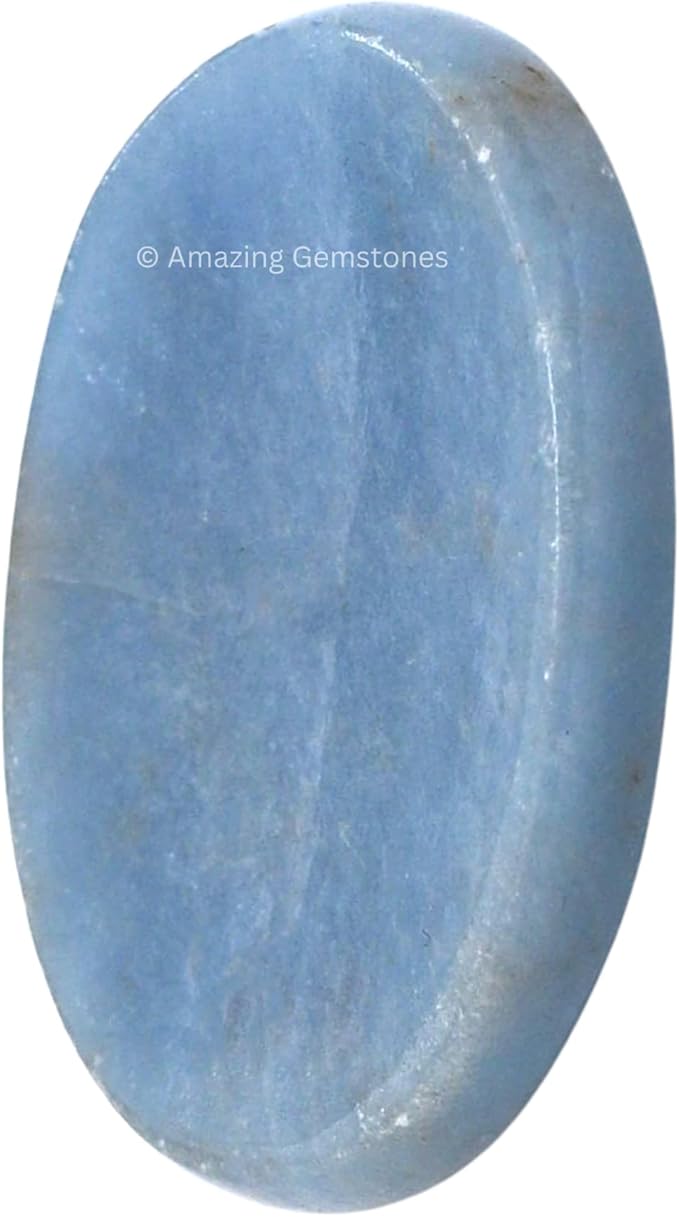 Amazing Gemstone Angelite Worry Stone Crystals & Healing Stones - Worry Stones for Stress Relief Gifts - Piedra Crystal Fidget for Meditation, Relaxation - Unique Stocking Stuffers and Gifts