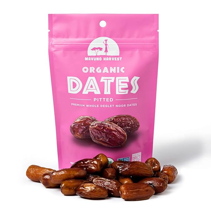 Mavuno Harvest Pitted Dates Dried Fruit Snacks | Organic Dried Dates | Healthy Snacks for Kids and Adults| Deglet Noor Dates | No Sugar Added, Vegan, Non GMO | Resealable 4 Ounce Bags, Pack of 3