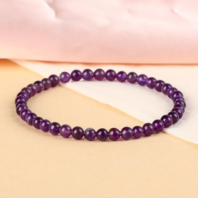 LPBeads Handmade Natural Gemstone Stretch Elastic Bracelet Healing Crystal Round Stone Beads Jewelry Gifts for Women Men