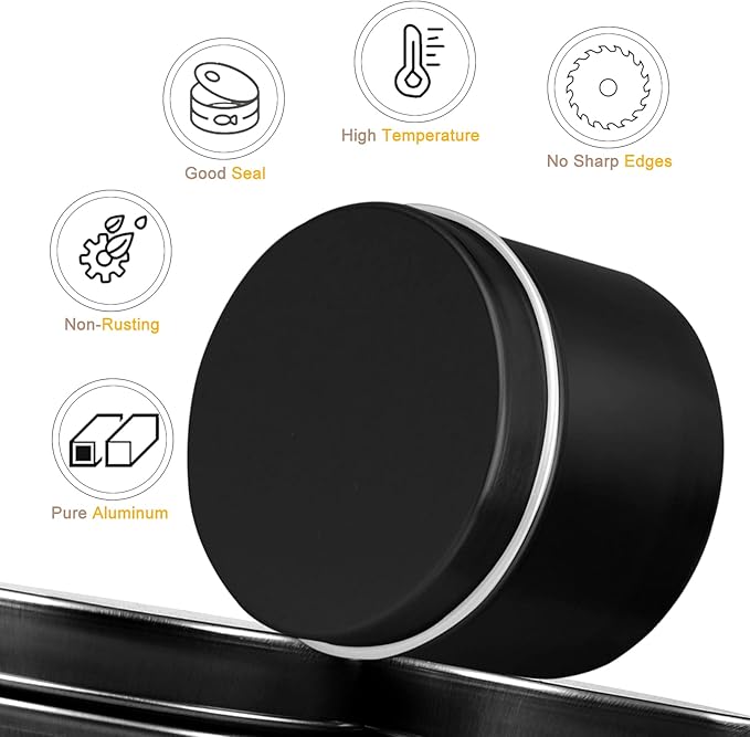 DINGPAI Candle Tin 18 Pcs, 4oz Candle Containers for DIY Candle Making, Black Color, Arts & Crafts, Storage and Holiday Gifts