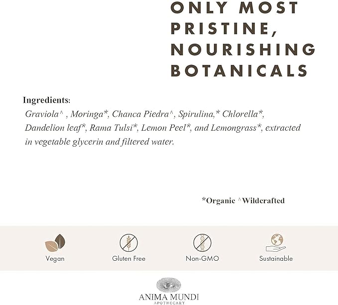 Anima Mundi Apothecary Viridem Greens Detox Elixir - GI & Liver Detox Liquid Supplement, Natural Herb Cleanse with Chlorophyll, Moringa + Organic Chlorella - Add to Juice & Alkalizing Teas (2oz)