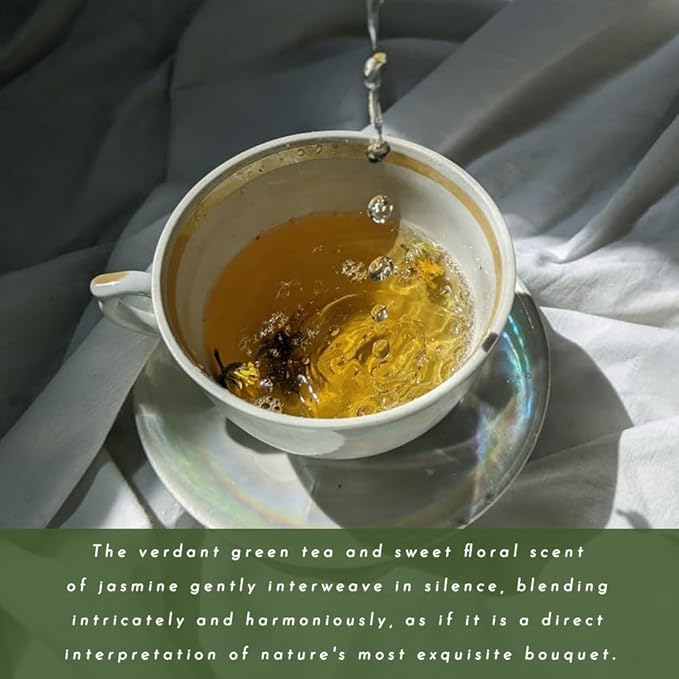 RIANTEA Jasmine Green Tea Bags - 32 Individually Wrapped Teabags (2.25oz/62g) - Low Caffeine, Smooth Flavor - Hot or Iced Tea - Original Leafy Tea