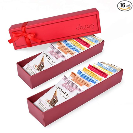 Chuao Chocolatier Taste the Joy Mini Gourmet Chocolate Bar Gift Box | Milk and Dark Chocolate Variety Sampler |16 Mini Bars (0.39 oz each)