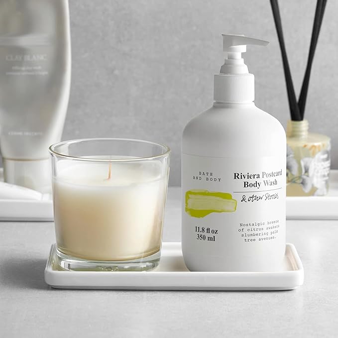 Gurygo 2 Pack 6" Bathroom Tray for Counter - Ceramic Vanity Trays for Bathroom - Small Rectangle Ceramic Tray - Kitchen Soap Trays for Kitchen Counter (White, Set/2)