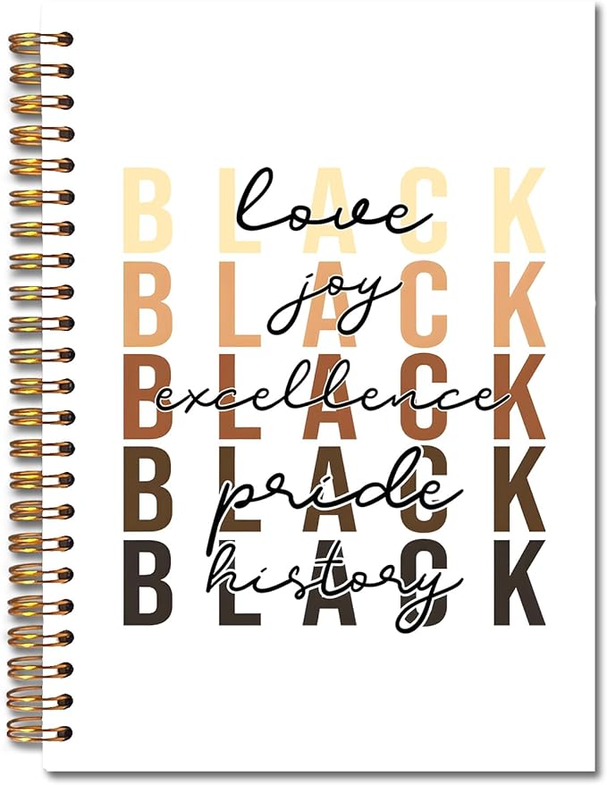 Black History Month Spiral Notebooks, Juneteenth Gifts Journal, African American Gifts Journals for Writing, Black Love Joy Excellence Pride History Notebook, 5.5x8.3 Inch