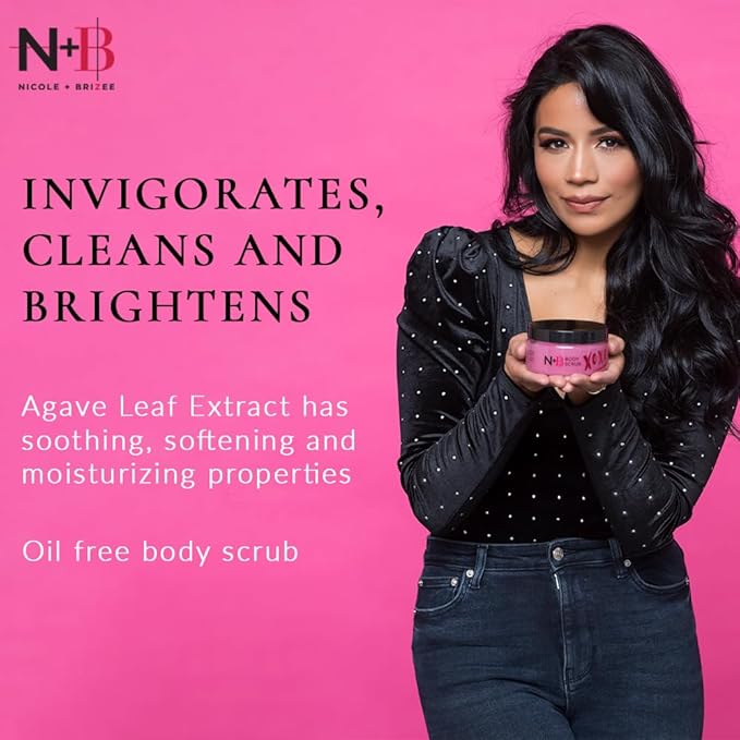 N+B Sugar Body Scrub | Invigorates and Brightens Skin | Oil Free | Removes Impurities Leaving Skin Soft and Moisturized | Formulated with Pomegranate Seed Extract and Agave | Made in the USA | 9.5oz