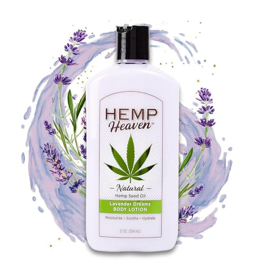 Hemp Heaven Lotion - Moisturizing Body Lotion with Natural Hemp Seed Oil & Lavender dreams Scent, 12 oz, Paraben-Free Hemp Lotion for Women & Men, Made in USA, Soothes & Nourishes